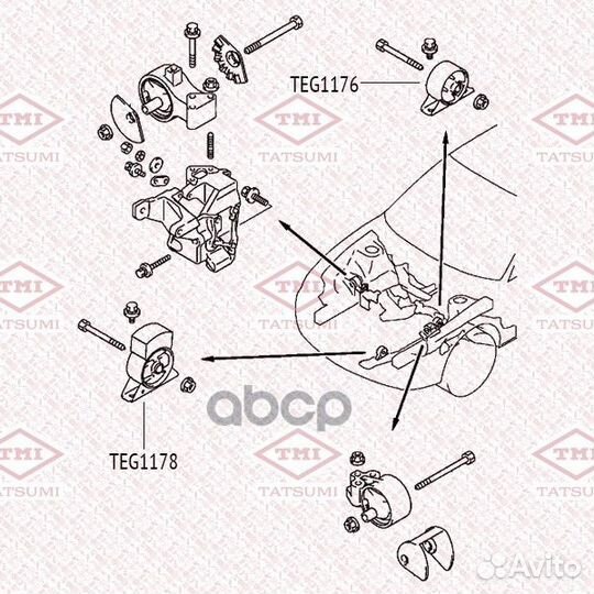 Опора двигателя передняя TEG1178 tatsumi