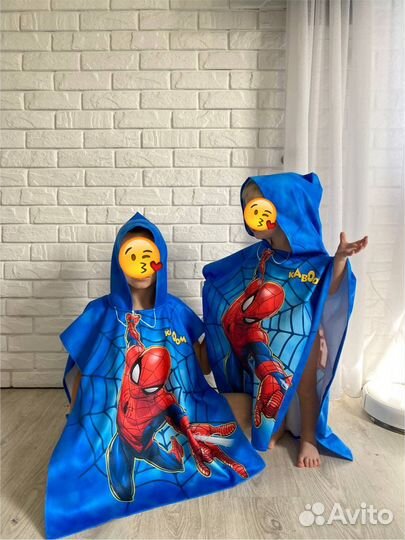 Детское пляжное махровое полотенце (пончо)