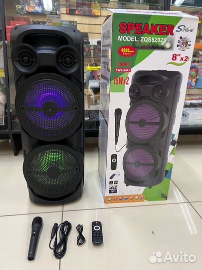 Колонка блютус большая мощная с караоке ZQS8202s