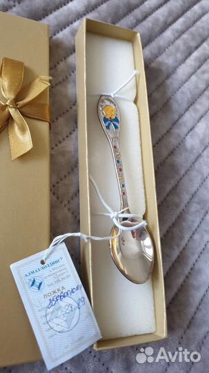 Серебряная чайная ложка новая детская