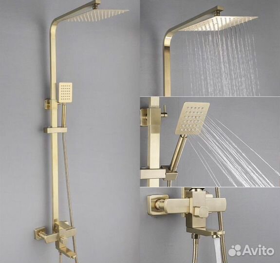 Душевая система матовое золото 3в1