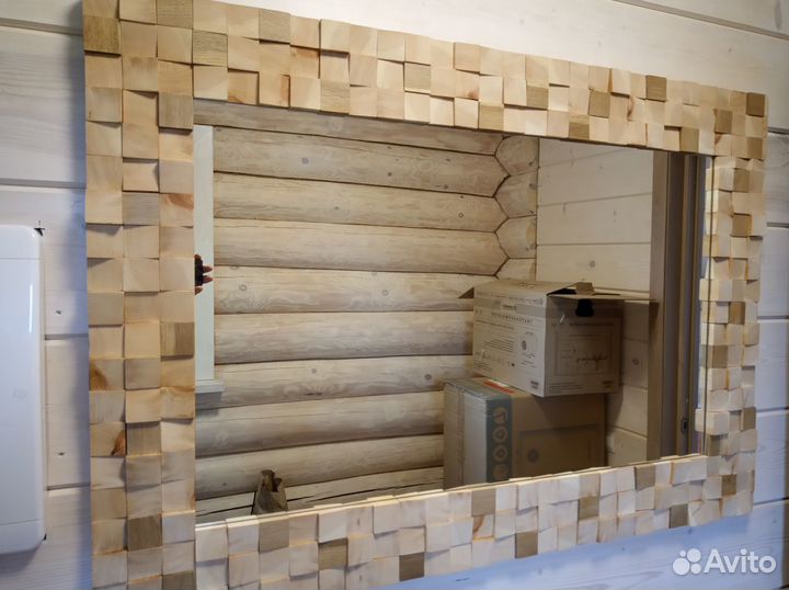 Дизайнерское зеркало рама 3D из спилов ручной