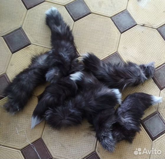 Меховой хвост чернобурки (серебристая лиса)