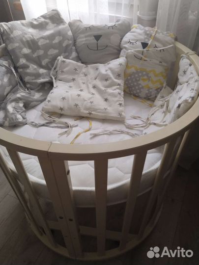 Детская кроватка трансформер круглая