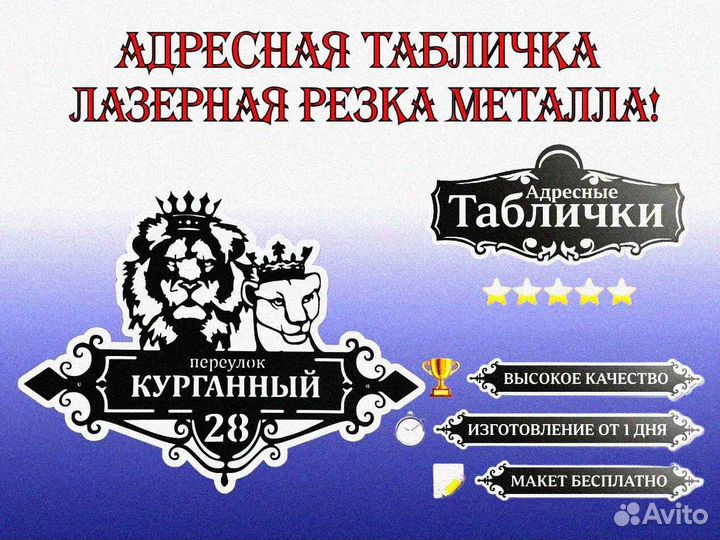 Адресная табличка металлическая