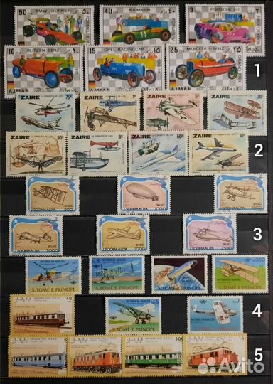 Коллекция марок Транспорт 60-90х 4 (чистые )