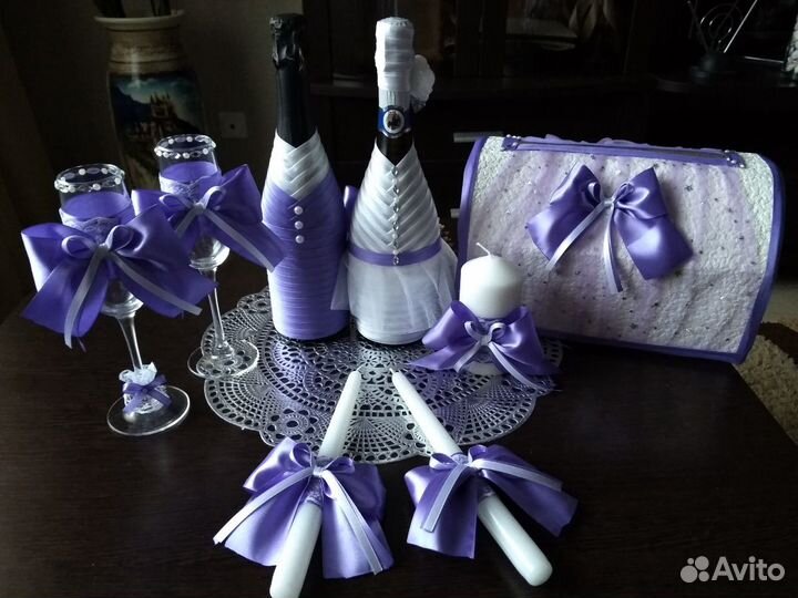 Свадебные бутылки, бокалы, очаг