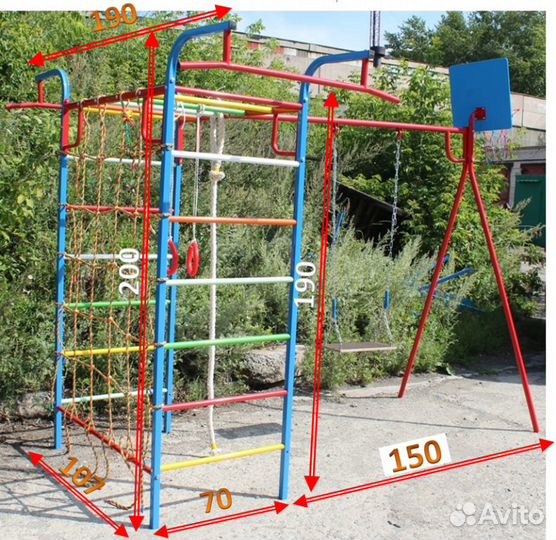 Уличный игровой комплекс plastep микро 3 с сеткой