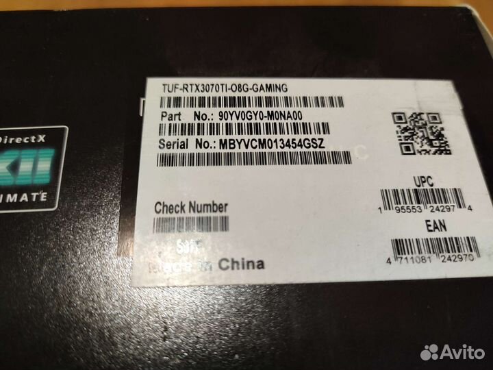 Видеокарта rtx 3070ti Asus Tuf gaming новая