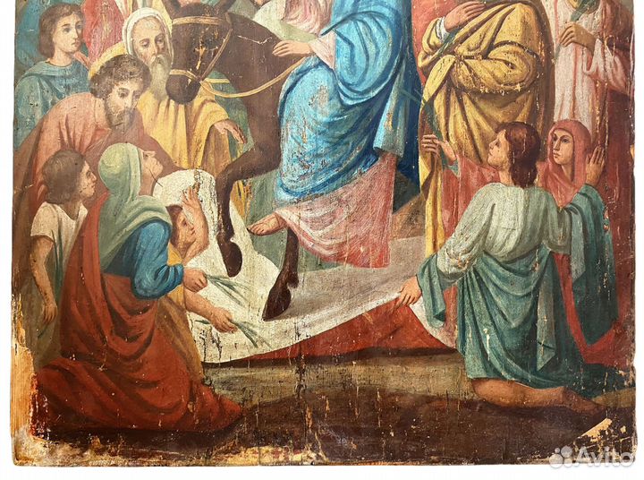 Храмовая икона вход Господень в Иерусалим 19 век