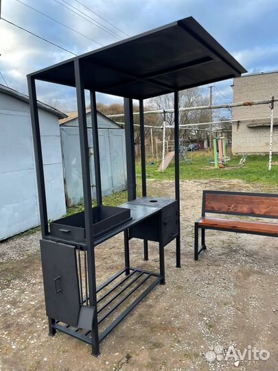 Мангальная зона лофт в беседку