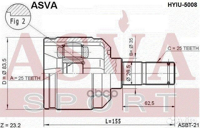 ШРУС внутренний 25x35x25 hyundai elantra/lantra