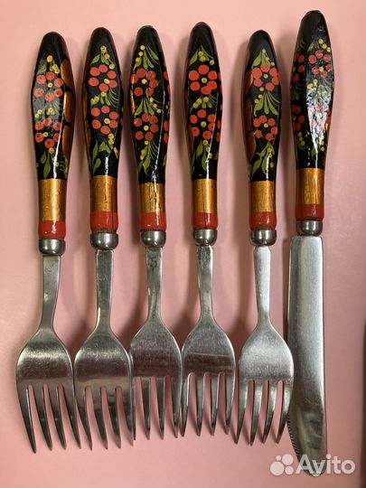 Набор столовых приборов СССР Хохлома