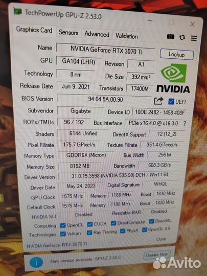 RTX 3070 Ti Gigabyte Gaming OC 8Gb