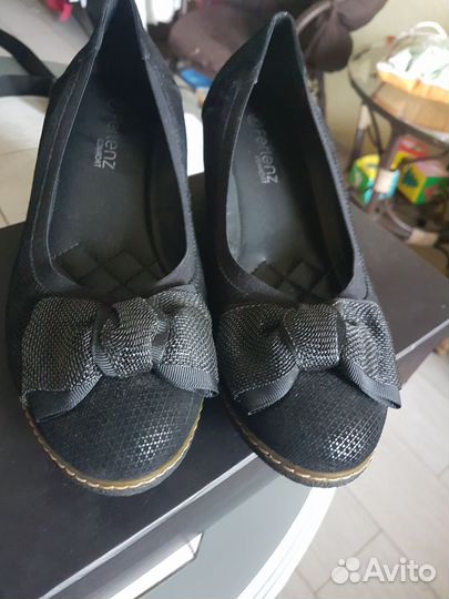 Туфли женские на удобной танкетке, черные, 39