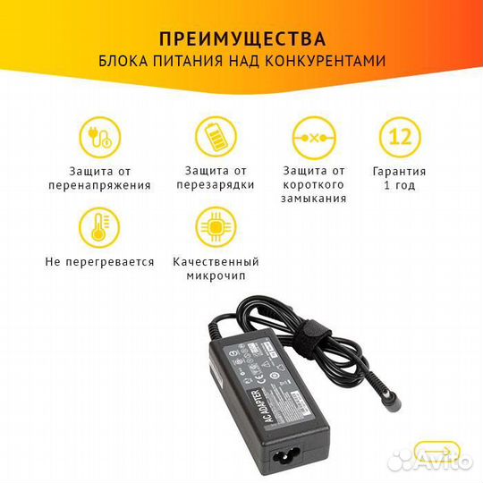 Блок питания для ноутбука Asus Ultrabook UX32V, 19