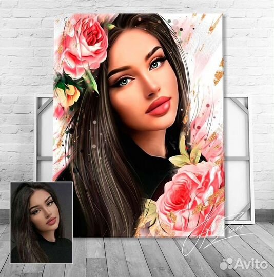 Портрет фото на холсте, под заказ, дрим арт, шарж