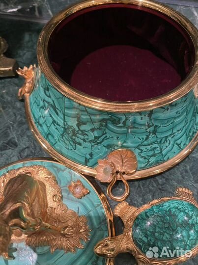 Шкатулка Сентябрев Малахит/Бронза/Золото