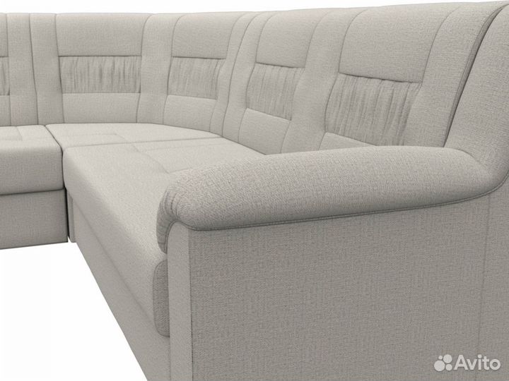 Диван угловой Карелия левый угол, рогожка, амур бежевый