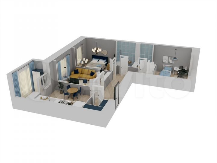 3-к. квартира, 77,4 м², 3/10 эт.