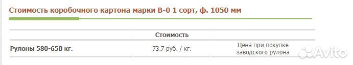 Картон коробочный ролевой В-0