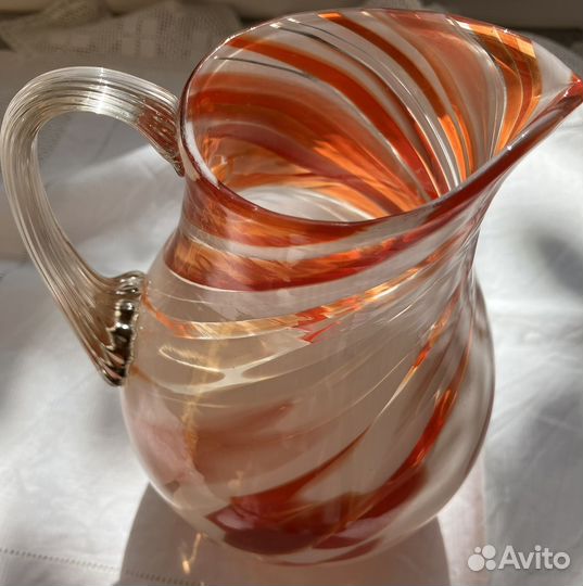 Кувшин цветное стекло винтаж в идеале