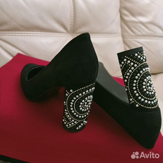 Туфли экозамша новые черные 36- 35,5