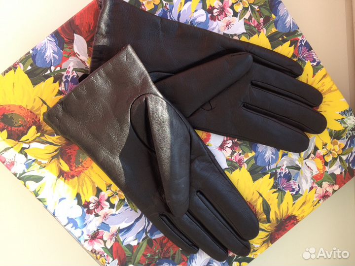 Кожаные перчатки, размер 7, цвет шоколад
