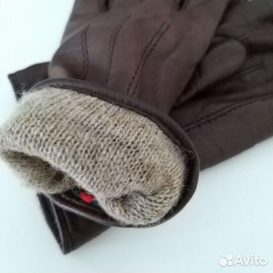 Перчатки кожаные с подкладом женские, новые