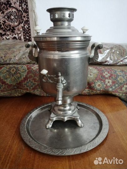 Самовар и поднос мельхиоровый