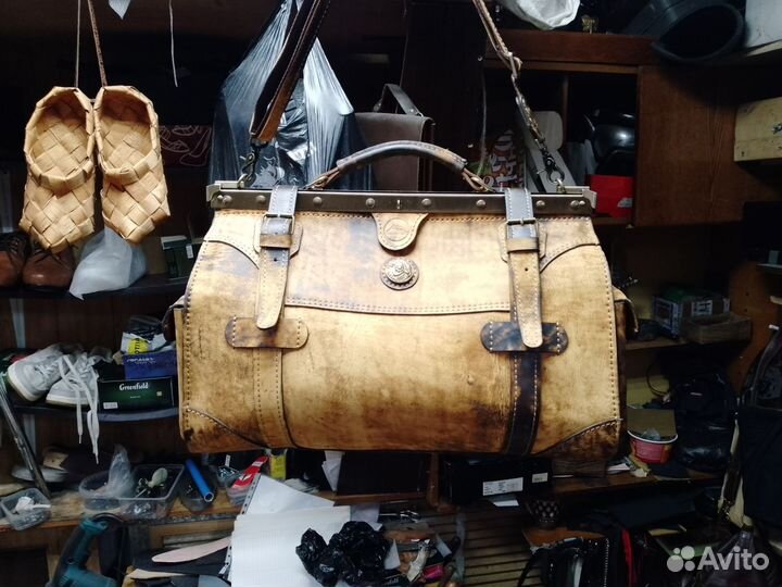 Саквояж кожаный, ручной работы