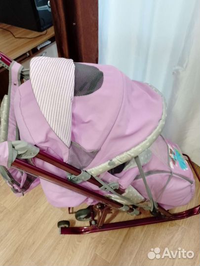 Детские санки коляска с колесами