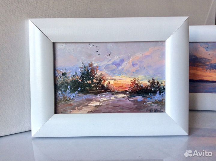 Картина маслом Утро, летний пейзаж