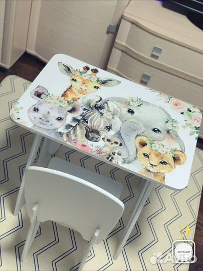 Детский стол и стул новый из дерева