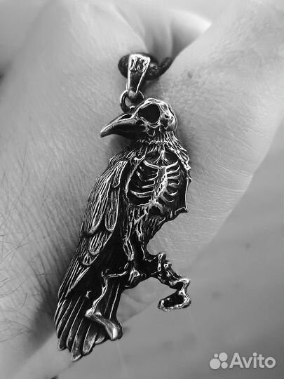 Подвеска Ворон мёртвый посеребренный