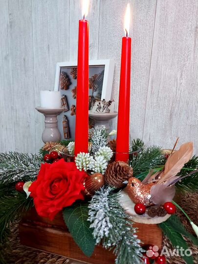 Новогодняя композиция-подсвечник