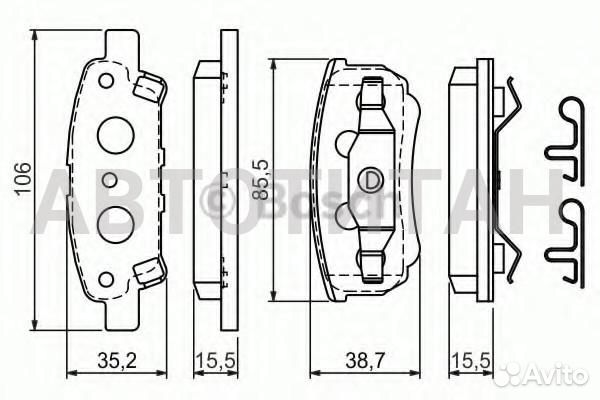 0 986 424 814 1051 02 1062 002-SX (MN116929) колодки дисковые з. Mitsubishi Outlander 2.0/2.4 03 bos