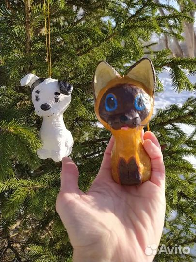 Елочные игрушки из ваты 