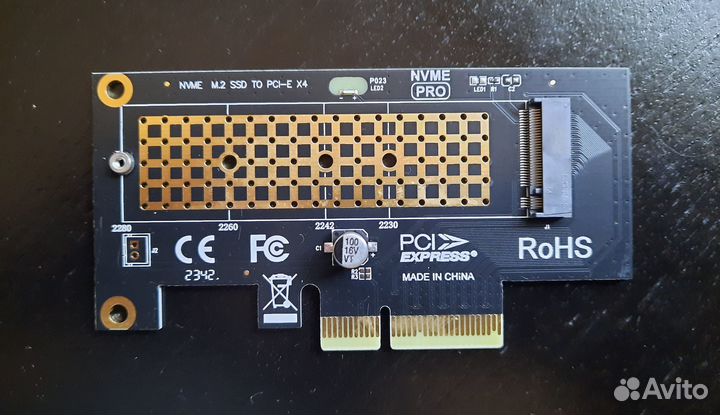 Адаптер NVMe для SSD m.2 в слот PCI-e x4, 4.0