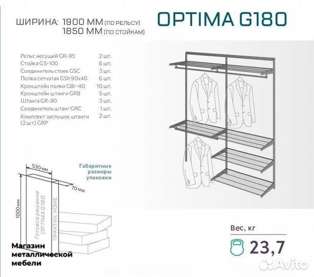 Гардеробная система металлическая