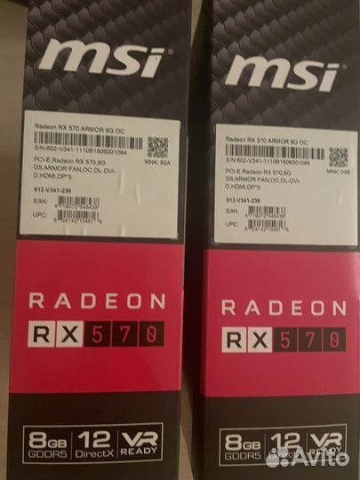 MSI Armor Radeon rx570 8Gb OC