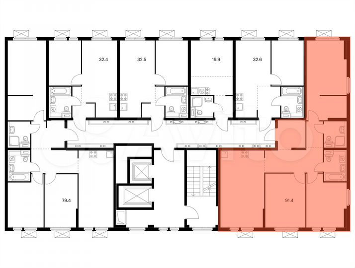 3-к. квартира, 91,4 м², 5/15 эт.