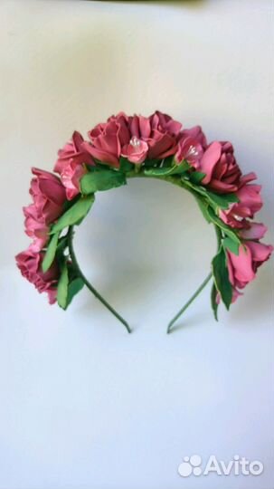 Ободок с цветами handmade из фоамирана