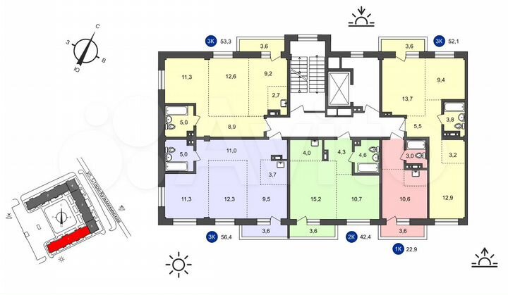 1-к. квартира, 22,9 м², 5/10 эт.