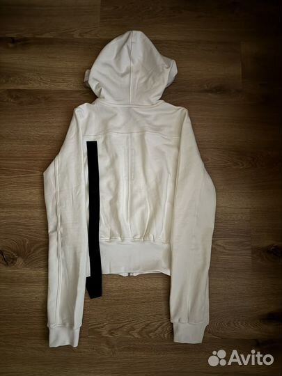 Rick Owens Crop Full Zip-Up Hoodie White