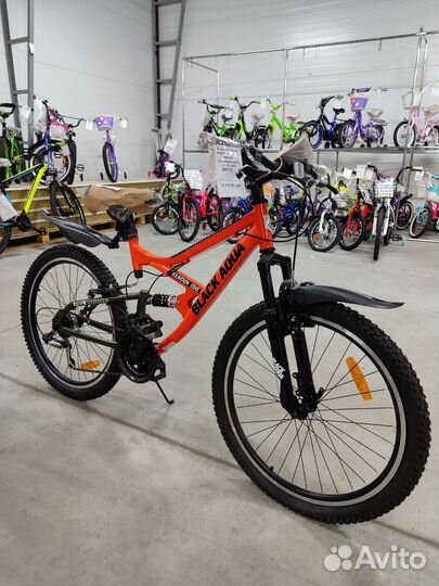 Велосипед горный 24 black aqua оранжевый