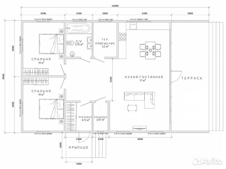 Строительство каркасных домов 135 м²