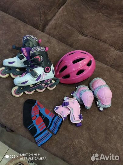 Роликовые коньки детские с комплектом защиты