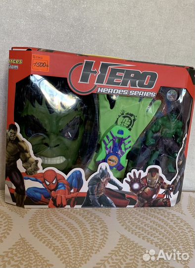 Набор Халк маска, браслет, перчатка и фигурка