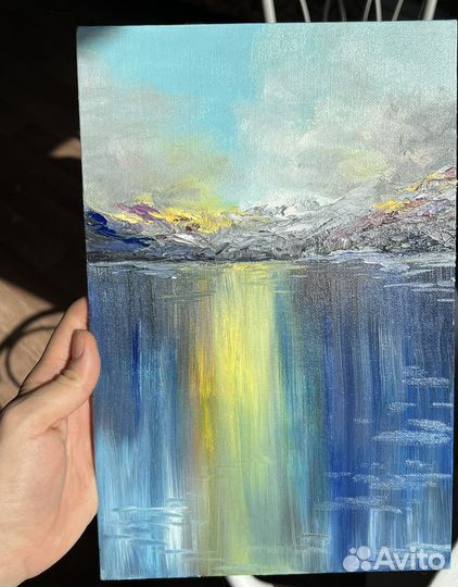 Картина маслом «Горное озеро»